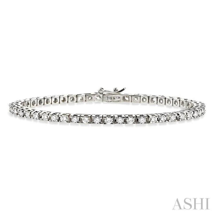 women’s exclusive bangles-4 Ctw Square Shape Round Cut Diamond Tennis Bracelet in 14K White gold