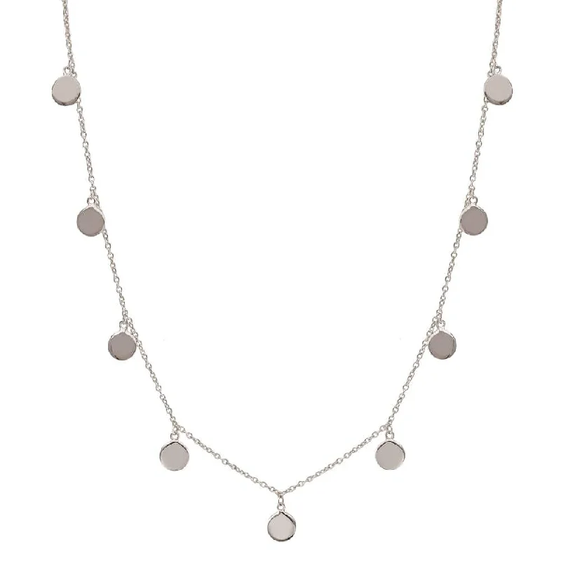 women’s chunky necklaces-SLEEK DISC NECKLACE, SILVER