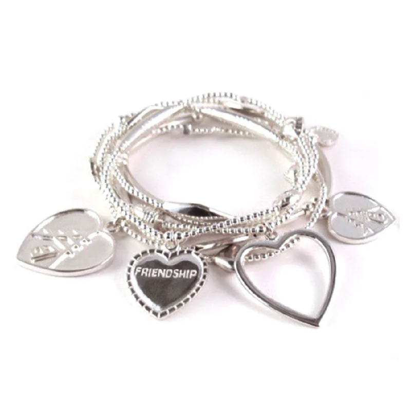 women’s vintage diamond bangles-UNITY & FRIENDSHIP 6-Stack in Sterling Silver