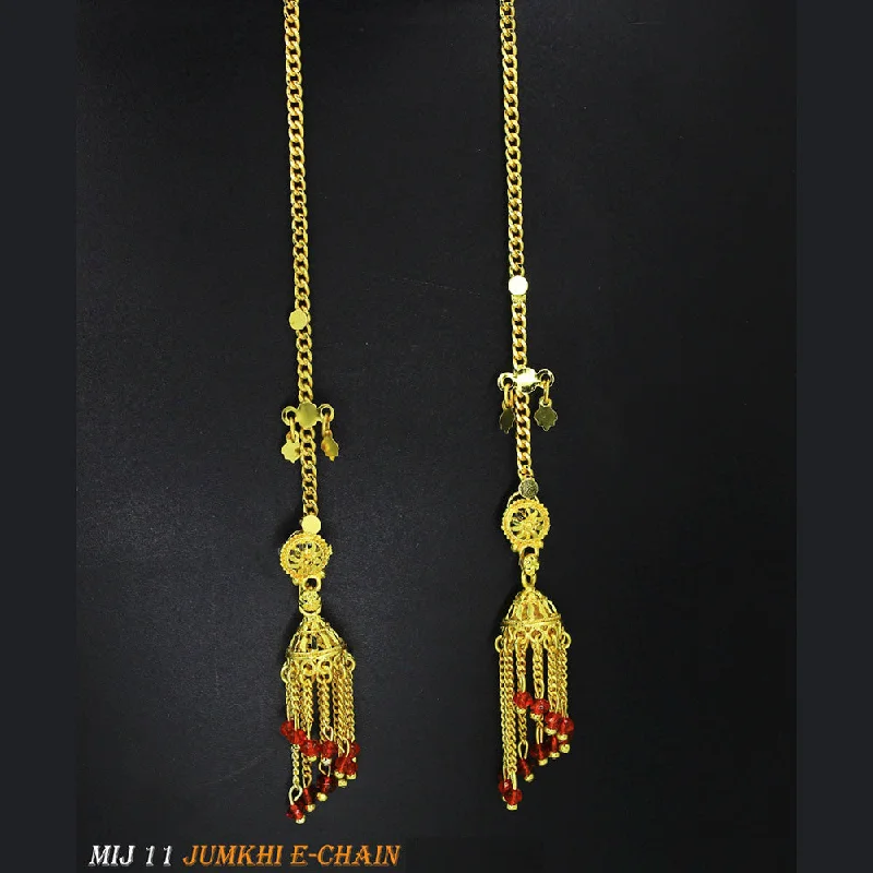 women’s twist earrings-Mahavir Forming Gold Plated Jhumki Earrings With Chain