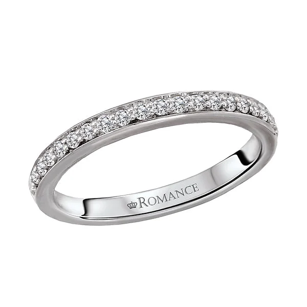 women’s custom-designed engagement rings-14K White Gold Romance Collection Wedding Band.