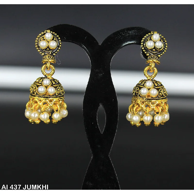 women’s silver dangle earrings-Mahavir Gold Plated Pearl Jhumki Earrings -AI Jumkhi 437