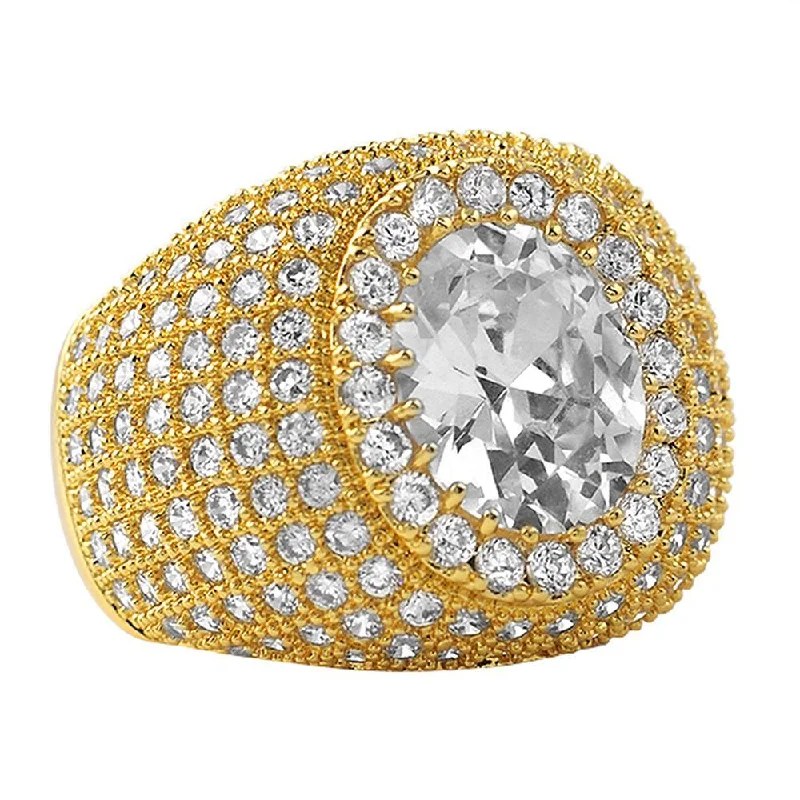 women’s gold rings-Masterpiece Gold CZ Bling Bling Ring