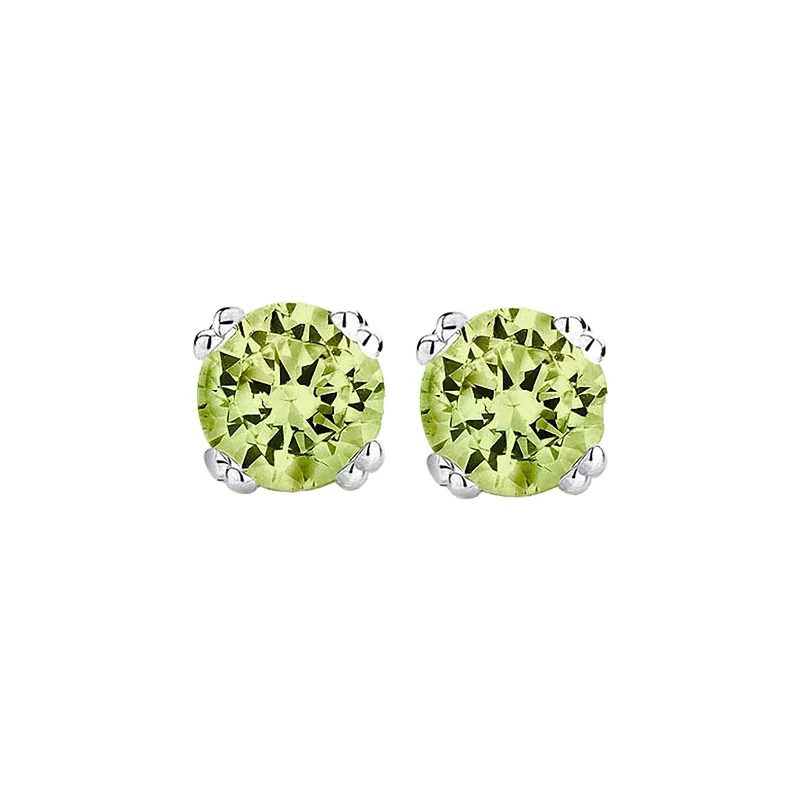 women’s enamel earrings-Peridot Stud Earrings