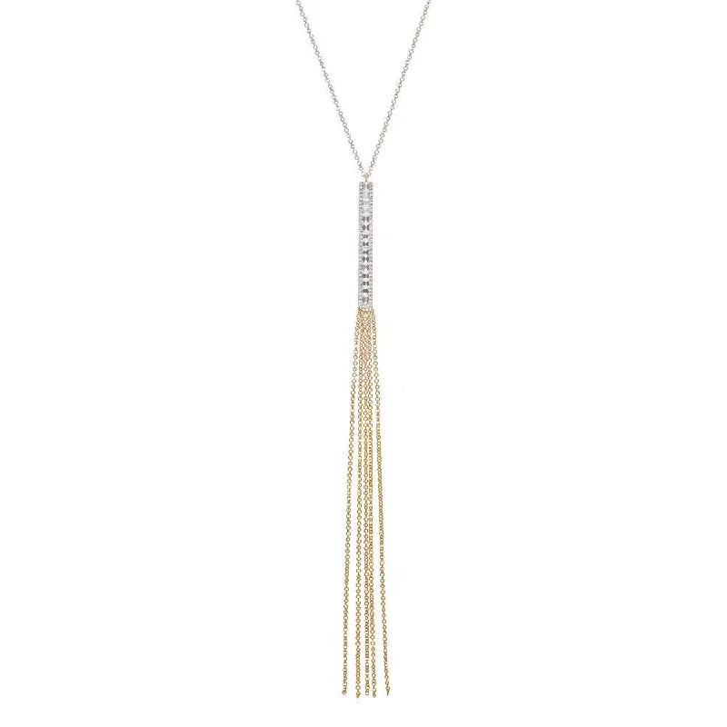 women’s bridal pendant necklaces-TIMELESS TASSEL DIAMOND NECKLACE, GOLD