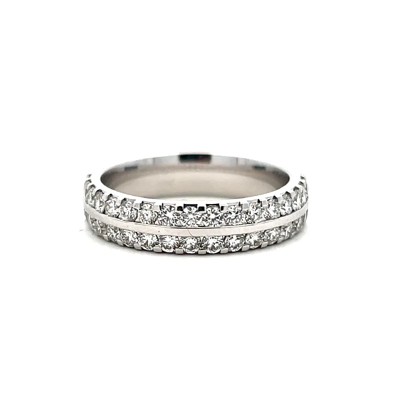 women’s diamond solitaire rings-14K White Gold 1.00ctw Diamond Multi Row Wedding Band