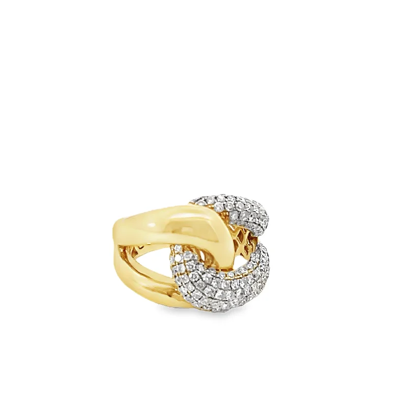 women’s luxury rings-Gold & Diamond Link Fashion Ring