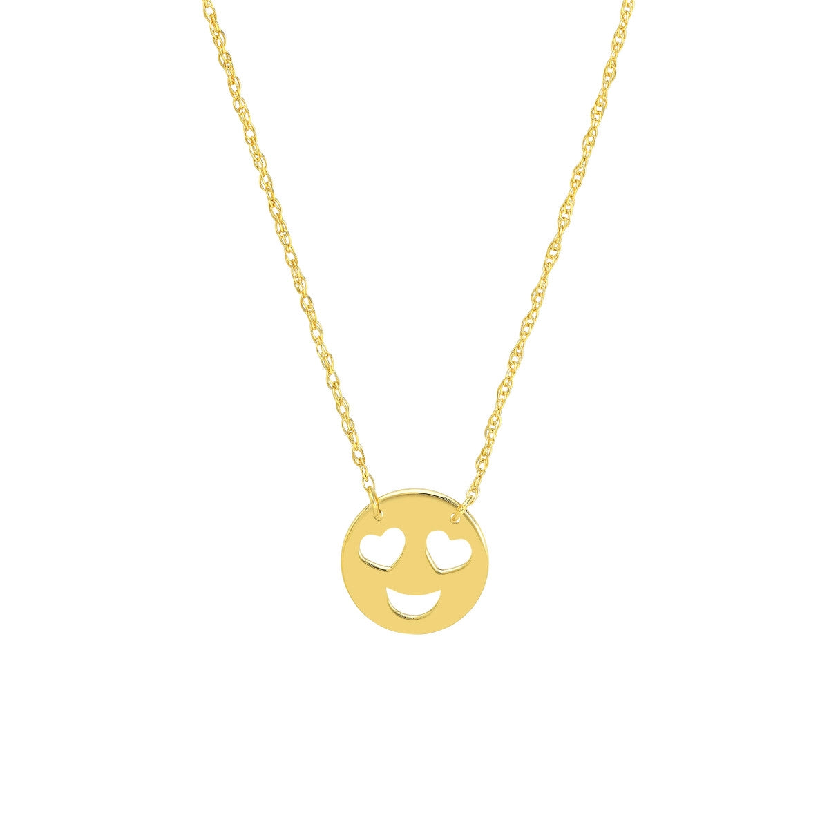 women’s engraved necklaces-14K Yellow Gold Mini Heart Eye Face Necklace