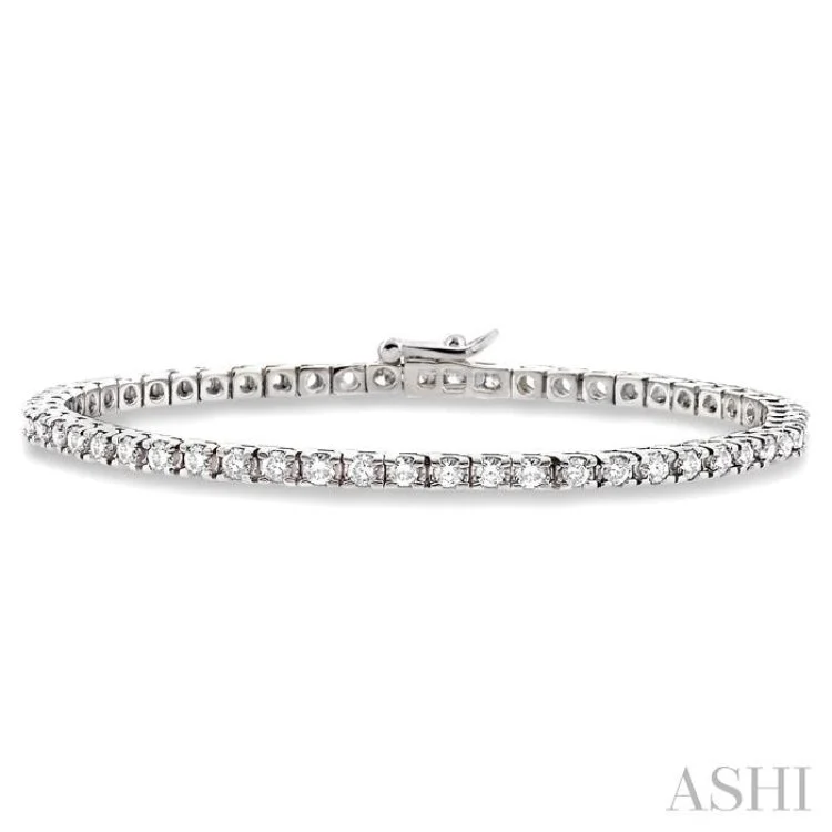 women’s bold bangles-3 Ctw Square Shape Round Cut Diamond Tennis Bracelet in 14K White gold