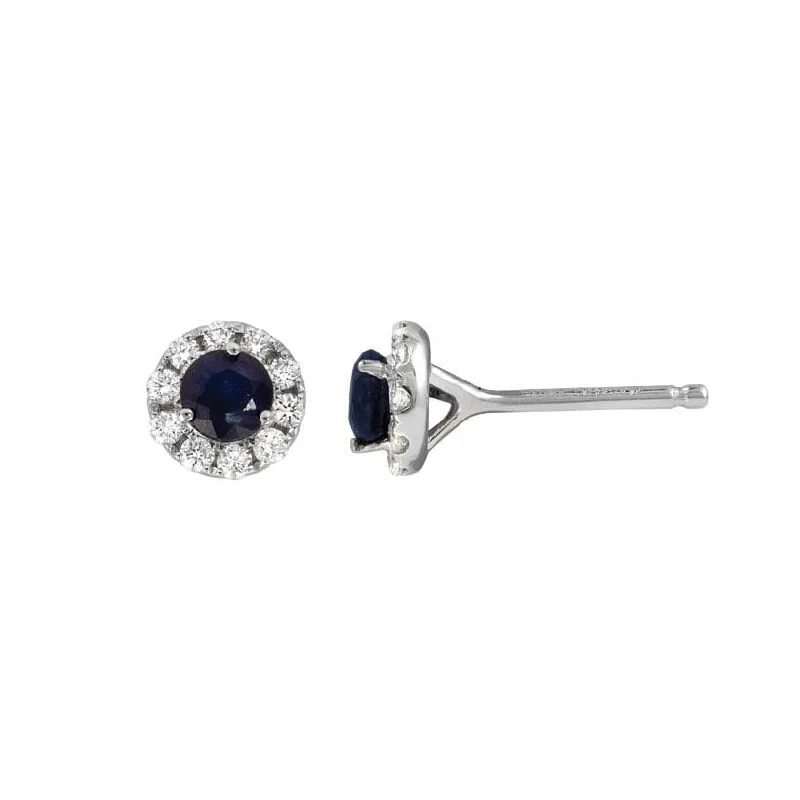 women’s round earrings-Blue Sapphire and Diamond Earrings