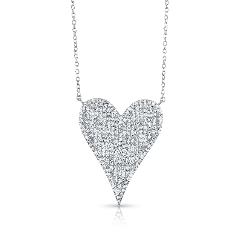 women’s delicate necklaces-MY ENTIRE HEART CZ NECKLACE, SILVER