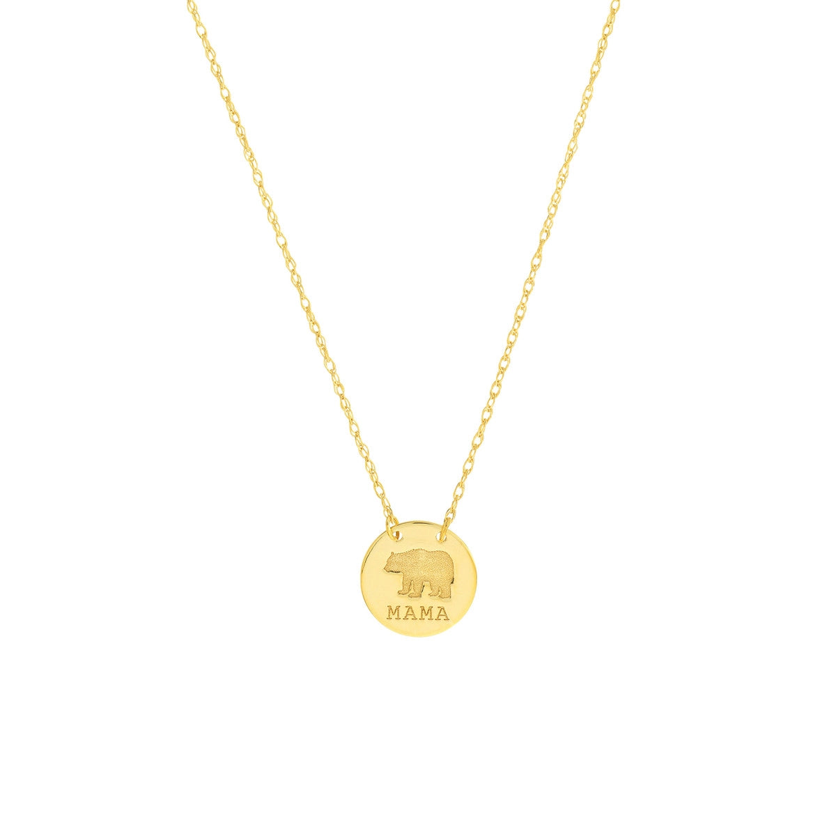 women’s silver necklaces-14K Yellow Gold Mama Bear Mini Disc Necklace