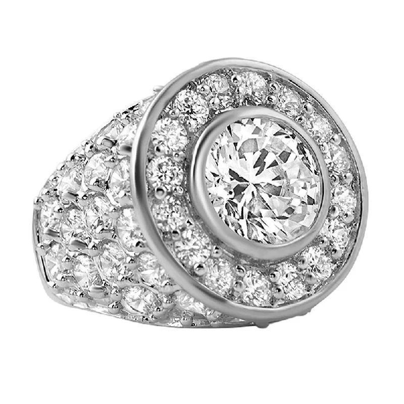 women’s princess cut rings-.925 Sterling Centerstone CZ Iced Out Ring