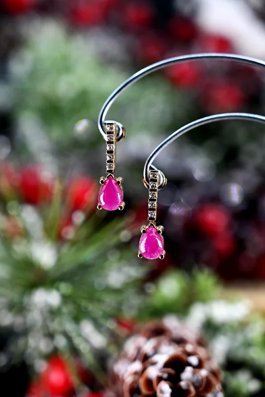 women’s personalized earrings-4.82CTW RUBY AND DIAMOND CUSTOM EARRINGS