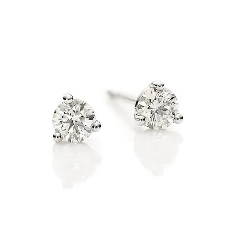 women’s clip-on diamond earrings-Round Brilliant Diamond Stud Earrings