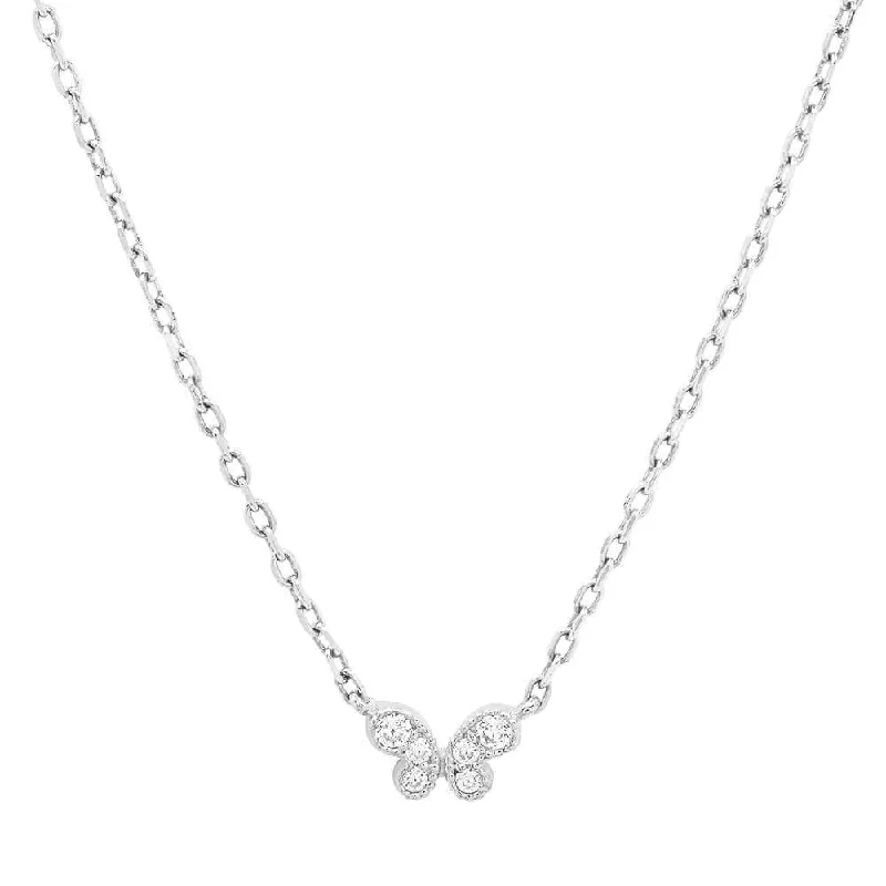 women’s antique-style necklaces-TINY BUTTERFLY NECKLACE, SILVER