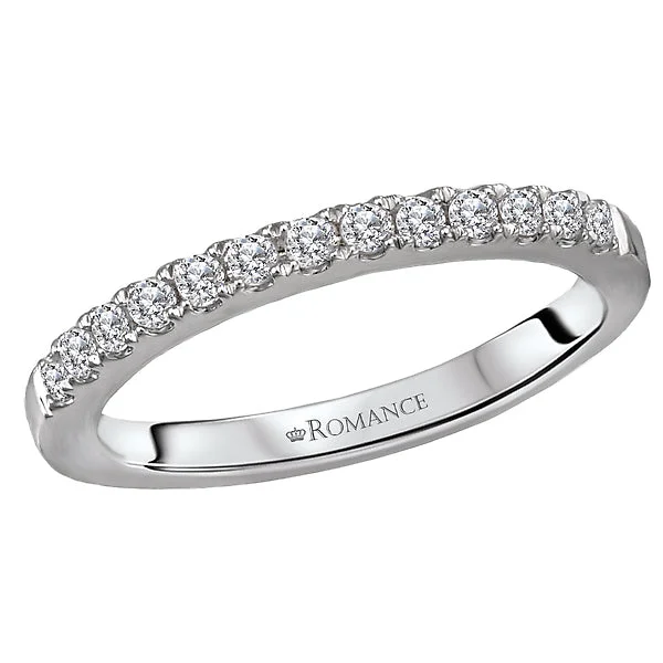 women’s matching engagement rings-14K White Gold Romance Collection Wedding Band.