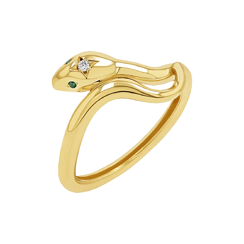 women’s pink gold rings-Diamond Serpentine Wrap Ring