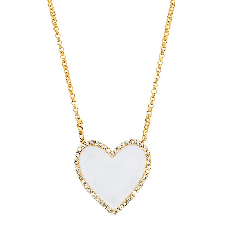 women’s chunky statement necklaces-WHITE VALENTINE NECKLACE, GOLD