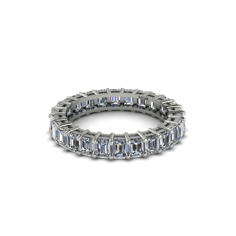 women’s custom made diamond engagement rings-Emerald Cut Diamond Gold Eternity Wedding Band - Phoenix No. 3