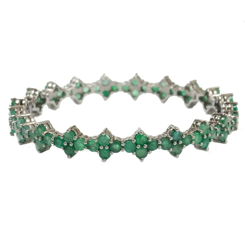 women’s bracelets-Asher Bangle Silver Emerald