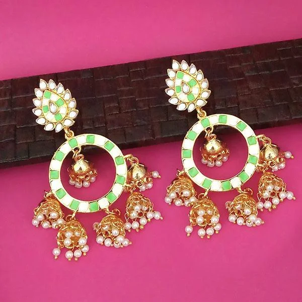 women’s geometric earrings-Kriaa Gold Plated Kundan Dangler Jhumki Earrings - 1316322G