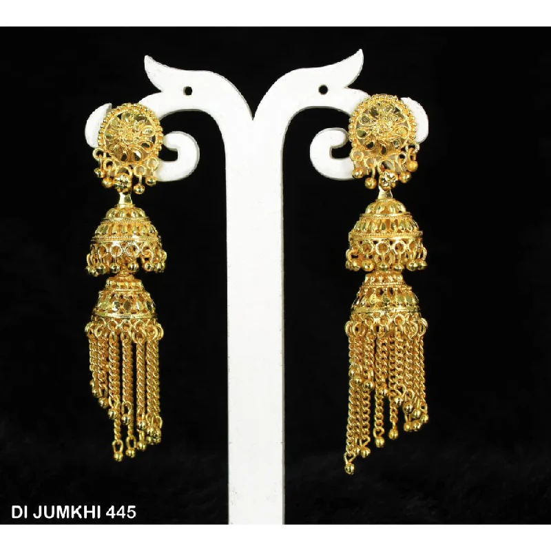 women’s round earrings-Mahavir Gold Plated Jhumki Earrings  - DI Jumkhi 445