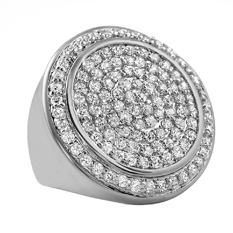 women’s thin band rings-.925 Sterling Silver CZ Bling Ring Mega Ice Circles