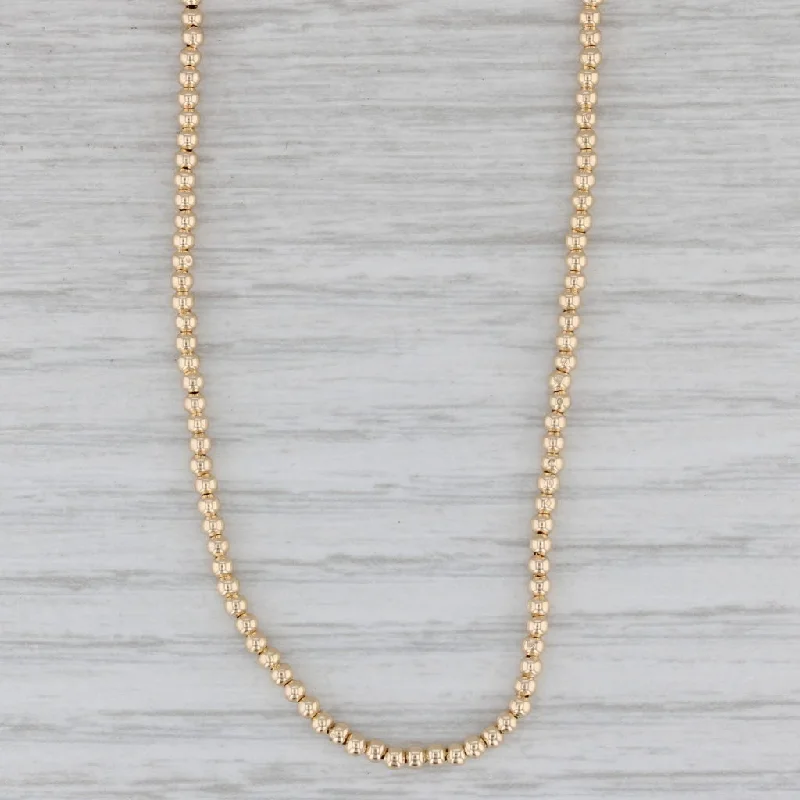 women’s long necklaces-Bead Strand Necklace 14k Yellow Gold Adjustable 16" 2mm