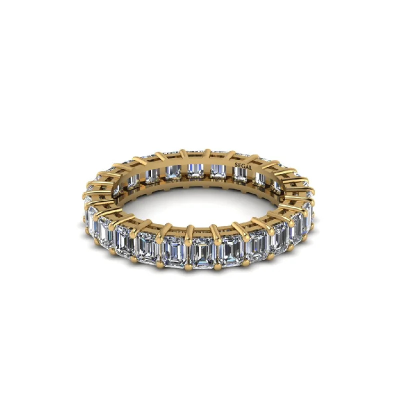 women’s engagement rings with colored diamonds-Emerald Cut Diamond Gold Eternity Wedding Band - Phoenix No. 1