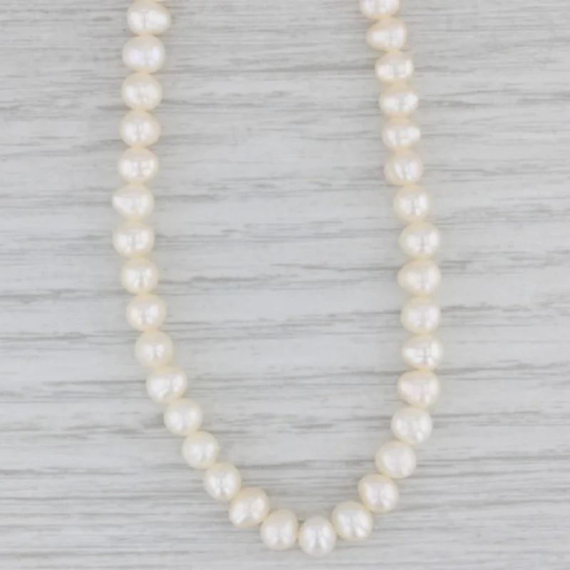 women’s trendy necklaces-Vintage Cultured Pearl Single Strand Necklace 14k Yellow Gold 17.5"