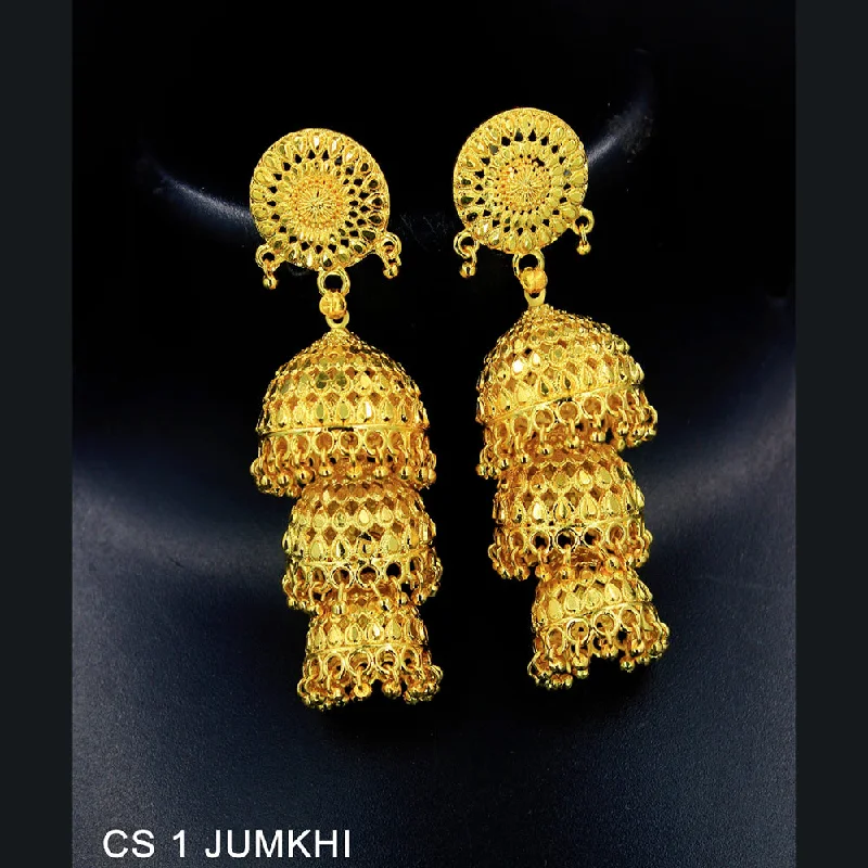 women’s luxury hoop earrings-Mahavir Forming Gold Plated Jhumki Earrings