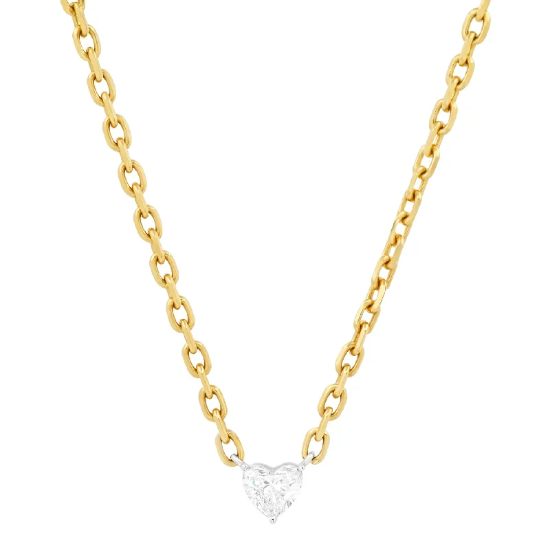 women’s gemstone layered necklaces-DIAMOND HEART NECKLACE, 14kt GOLD