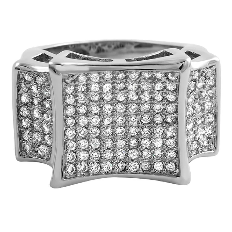 women’s simple silver rings-Kite CZ Micro Pave Bling Bling Ring