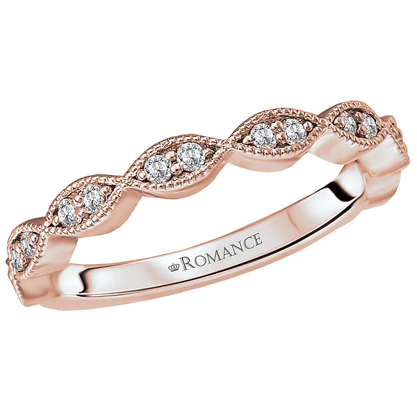 women’s silver engagement rings-14K Rose Gold Romance Collection Wedding Band.