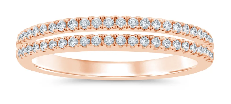 women’s non-traditional engagement rings-14K Rose Gold 0.25ctw Round Diamond Multi Row Wedding Band