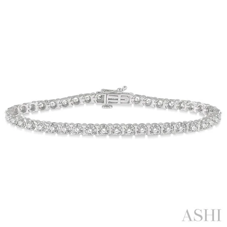 women’s sapphire bracelets-3 ctw Round Cut Diamond Tulip Bracelet in 14K White Gold