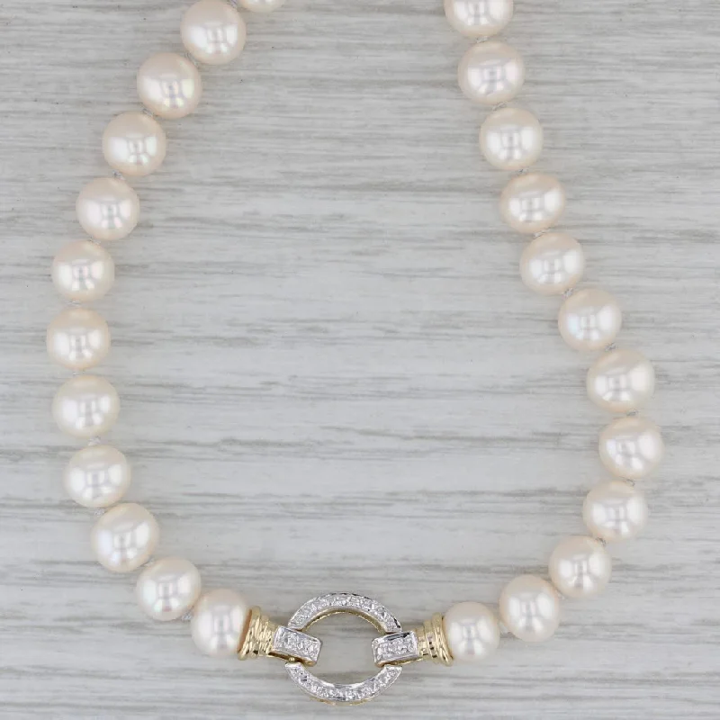 women’s wedding necklaces-Freshwater Cultured Pearl Bead Single Strand Necklace 14k Yellow Gold 18.25"