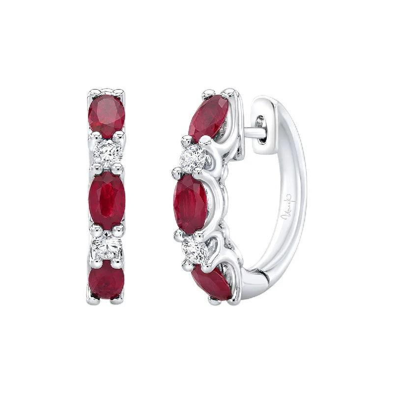 women’s flower stud earrings-Ruby and Diamond Hoop Earrings