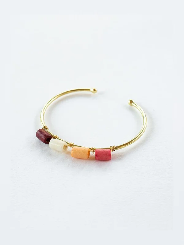 women’s silver cuff bangles-Emily Bangle - Coral