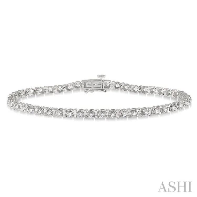 women’s bracelet with birthstones-2 ctw Round Cut Diamond Tulip Bracelet in 14K White Gold