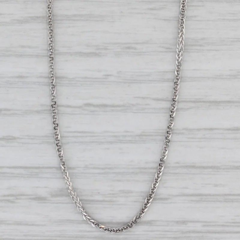 women’s diamond necklaces-Wheat Chain Necklace 14k White Gold Bead Slide Adjustable 26" 0.9mm