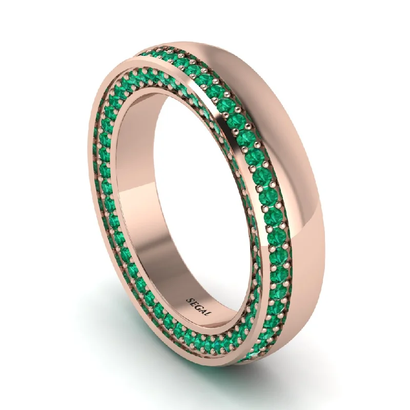 women’s engagement rings with matching bands-1.2Ct Emerald Double Halo Wedding Band - Lux No. 5