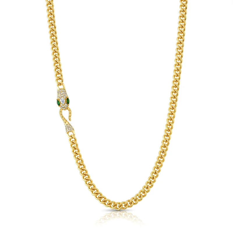 women’s letter necklaces-CUBAN SNAKE CLASP NECKLACE