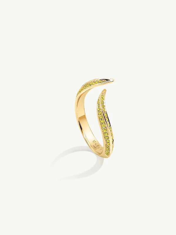 women’s matching gemstone rings-Ayla Arabesque Ring With Pavé-Set Brilliant Vivid Yellow Diamonds 18K Yellow Gold