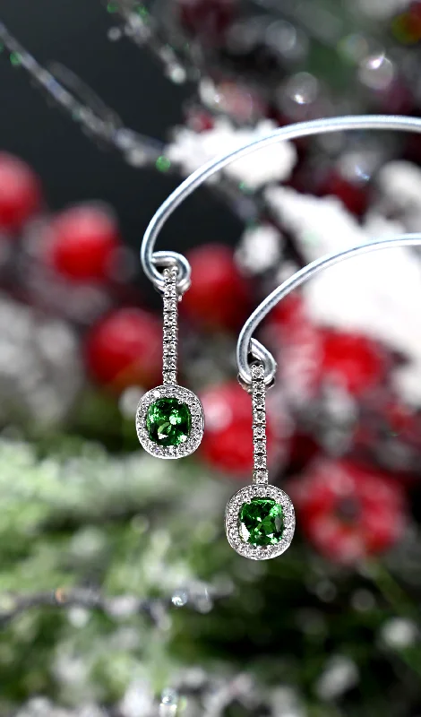 women’s cute earrings-2.40ctw Tsavorite Garnet & Diamond Earrings