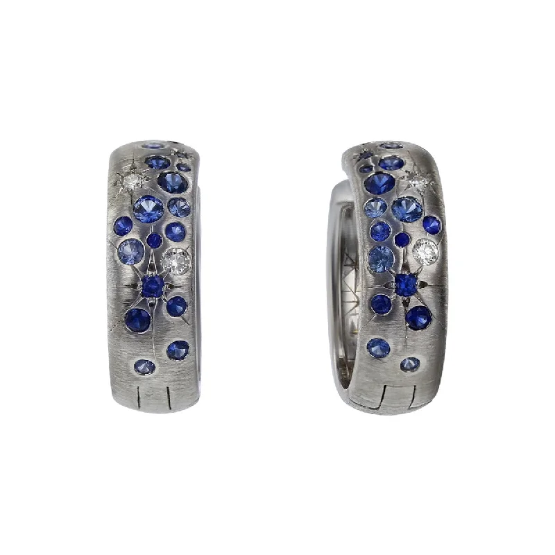 women’s vintage earrings-Sapphire Galaxy Huggie Earrings