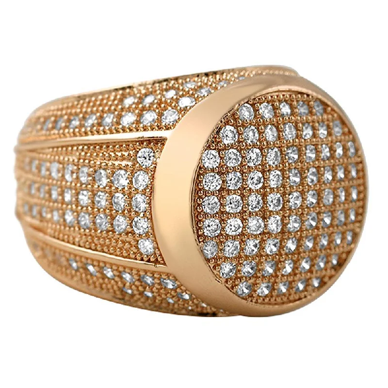 women’s two-tone rings-Presidential Rose Gold CZ Bling Bling Ring