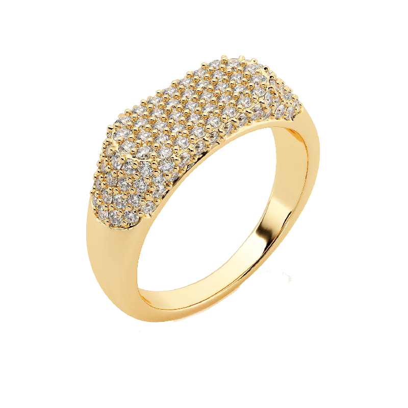 women’s cushion cut rings-Diamond Pave Signet Ring