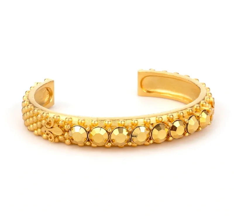 women’s sparkly bangles-24K Clad Austrian Crystal Bangle - Aurum